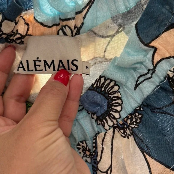 Alemais Floral Midi Dress - Blue and Green - Picture 2 of 3